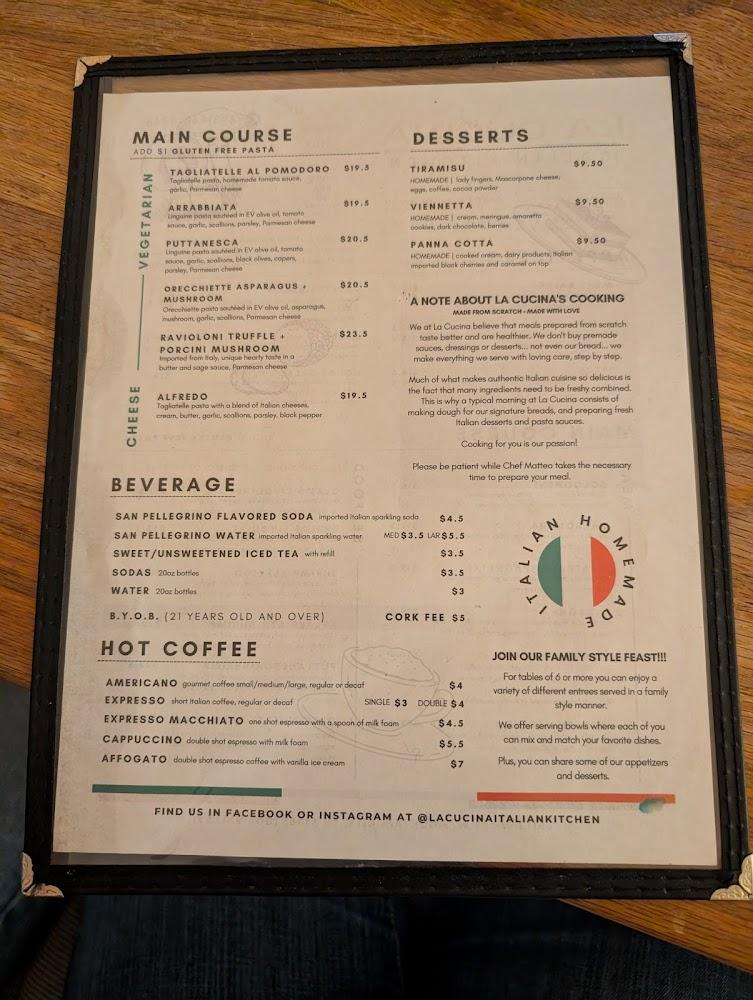 LA CUCINA Italian Kitchen Menu image 2